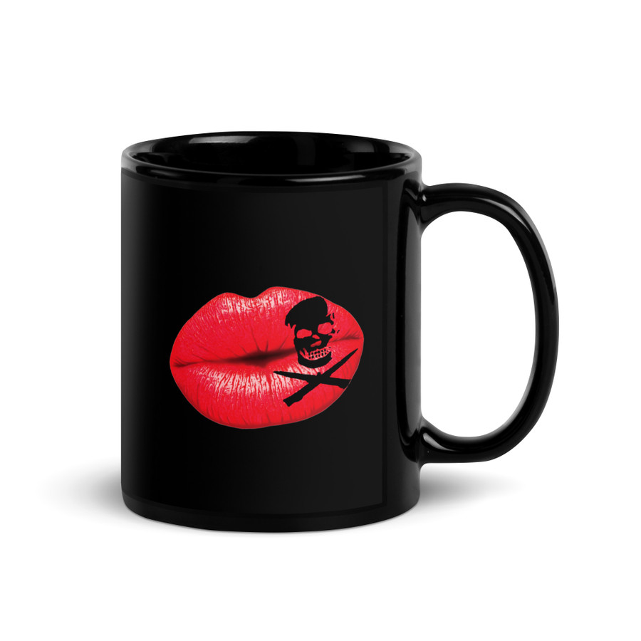 Deadly Kiss Lips (Red Lips) - Black Glossy Mug