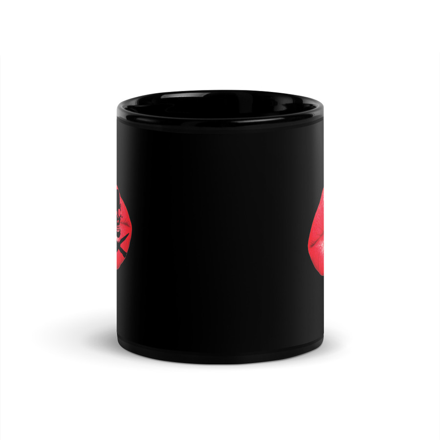 Deadly Kiss Lips (Red Lips) - Black Glossy Mug