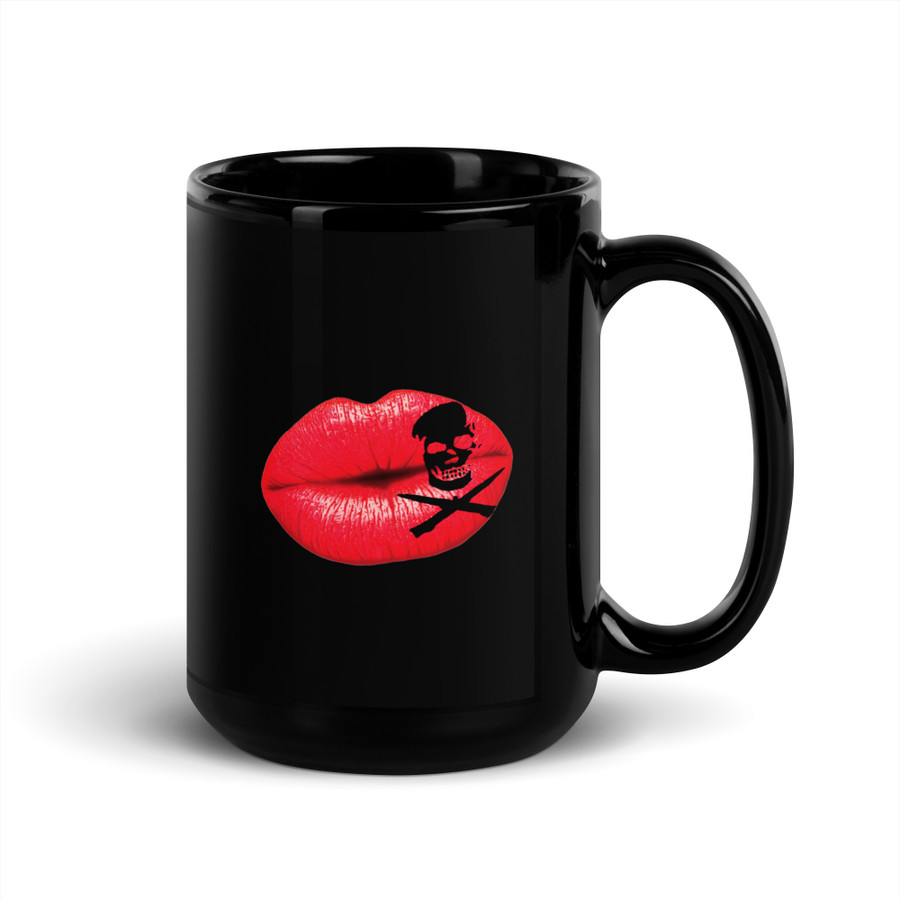 Deadly Kiss Lips (Red Lips) - Black Glossy Mug