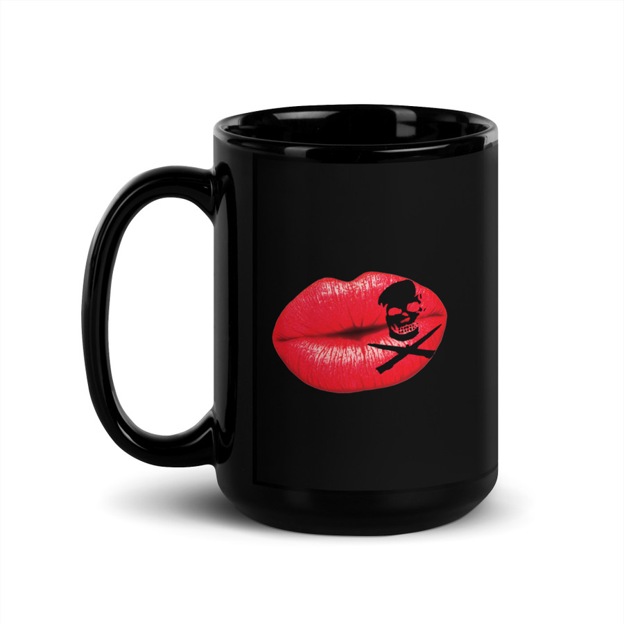 Deadly Kiss Lips (Red Lips) - Black Glossy Mug