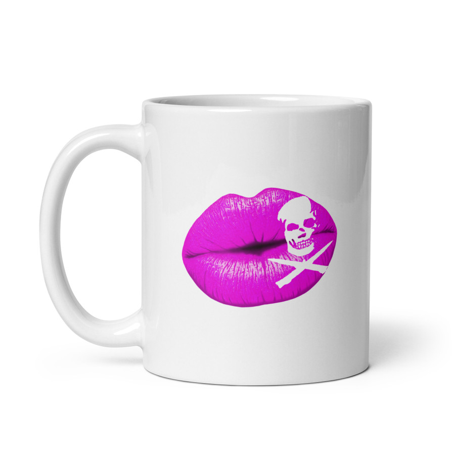 Deadly Kiss Lips (Pink Lips) - White Glossy Mug