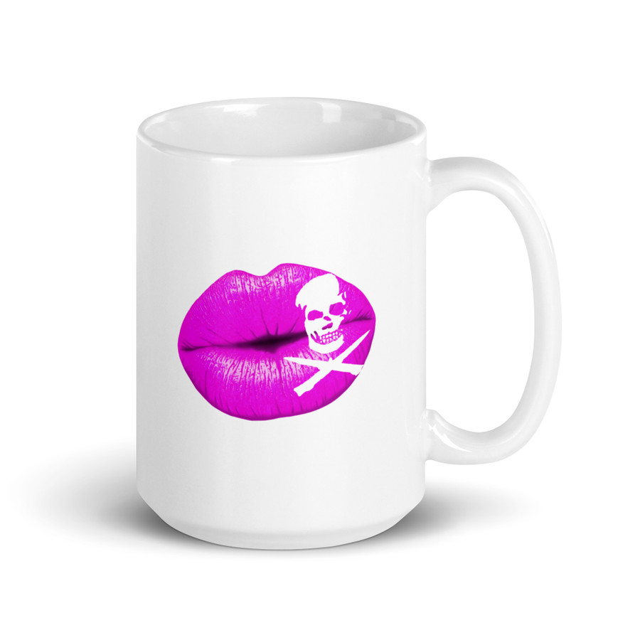 Deadly Kiss Lips (Pink Lips) - White Glossy Mug