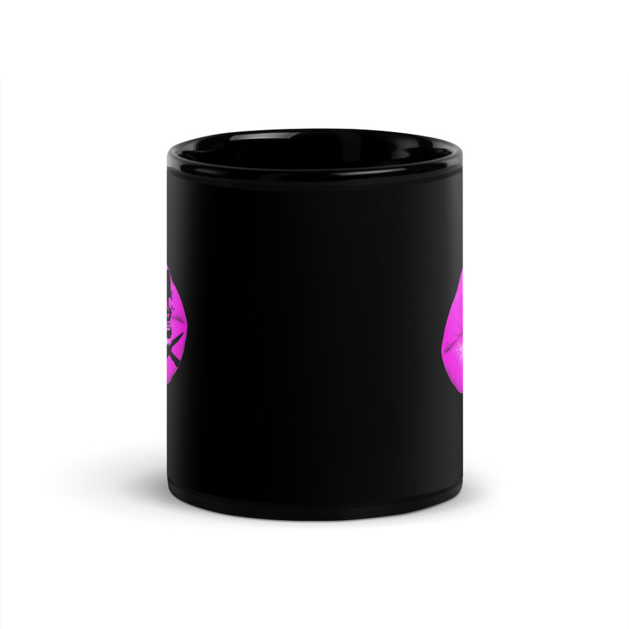 Deadly Kiss Lips (Pink Lips) - Black Glossy Mug