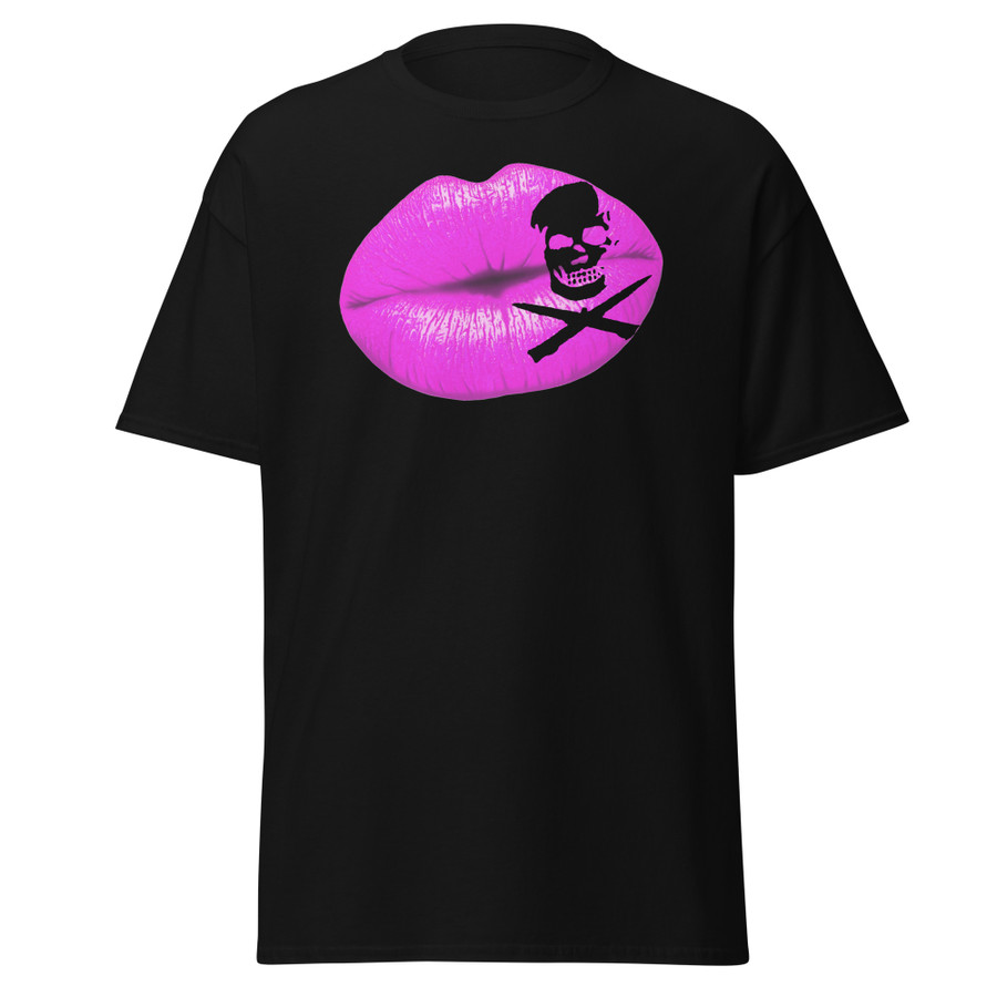 Unisex Deadly Kiss Lips (Pink Lips) - Black Shirt