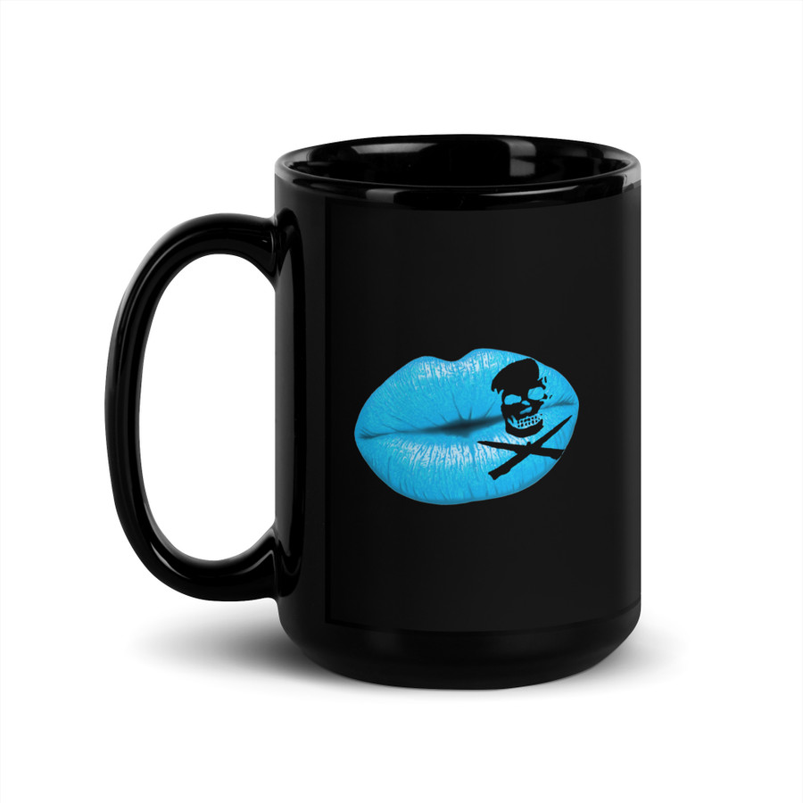 Deadly Kiss Lips (Blue Lips) - Black Glossy Mug