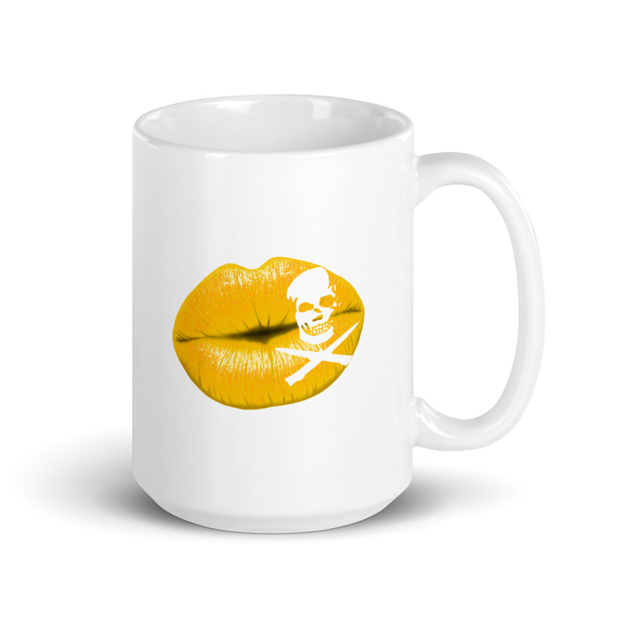 Deadly Kiss Lips (Gold Lips) - White Glossy Mug
