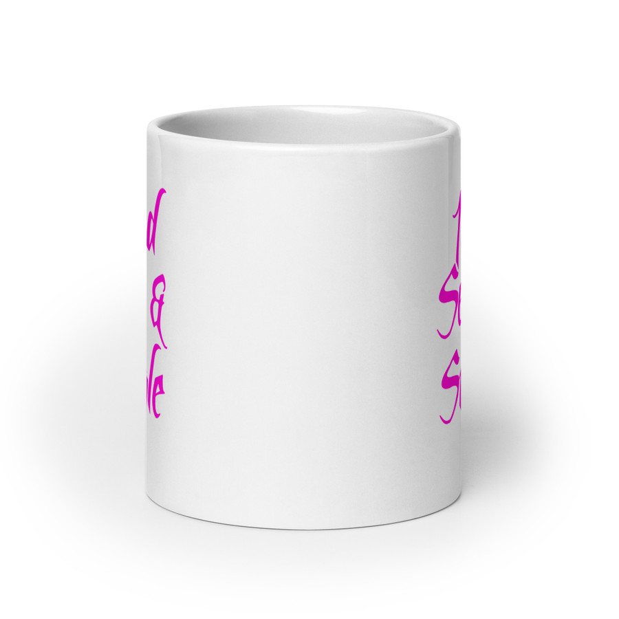 Inked Sexy And Single - White Glossy Mug (Pink Print)