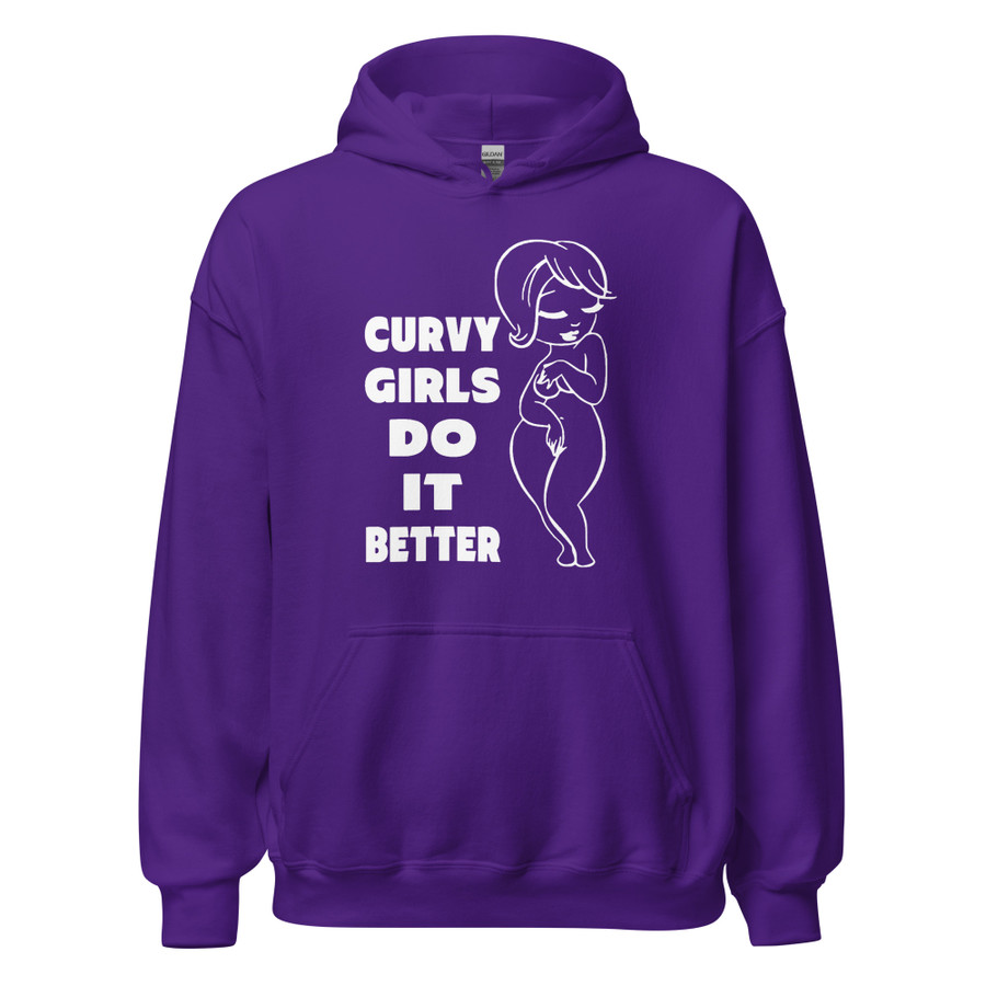 Unisex Curvy Girls Do It Better - Hoodie (White Print)