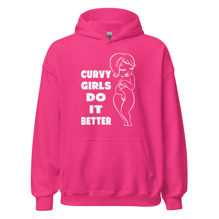 Unisex Curvy Girls Do It Better - Hoodie (White Print)