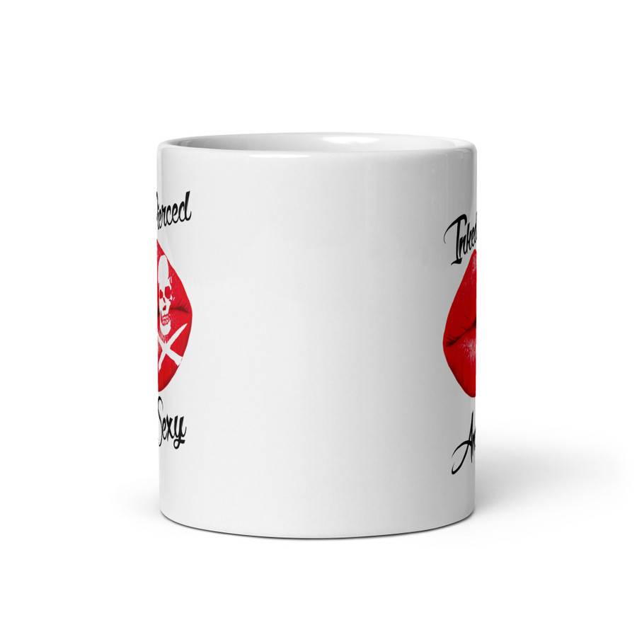 Inked Pierced And Sexy (Red Lips) - White Glossy Mug