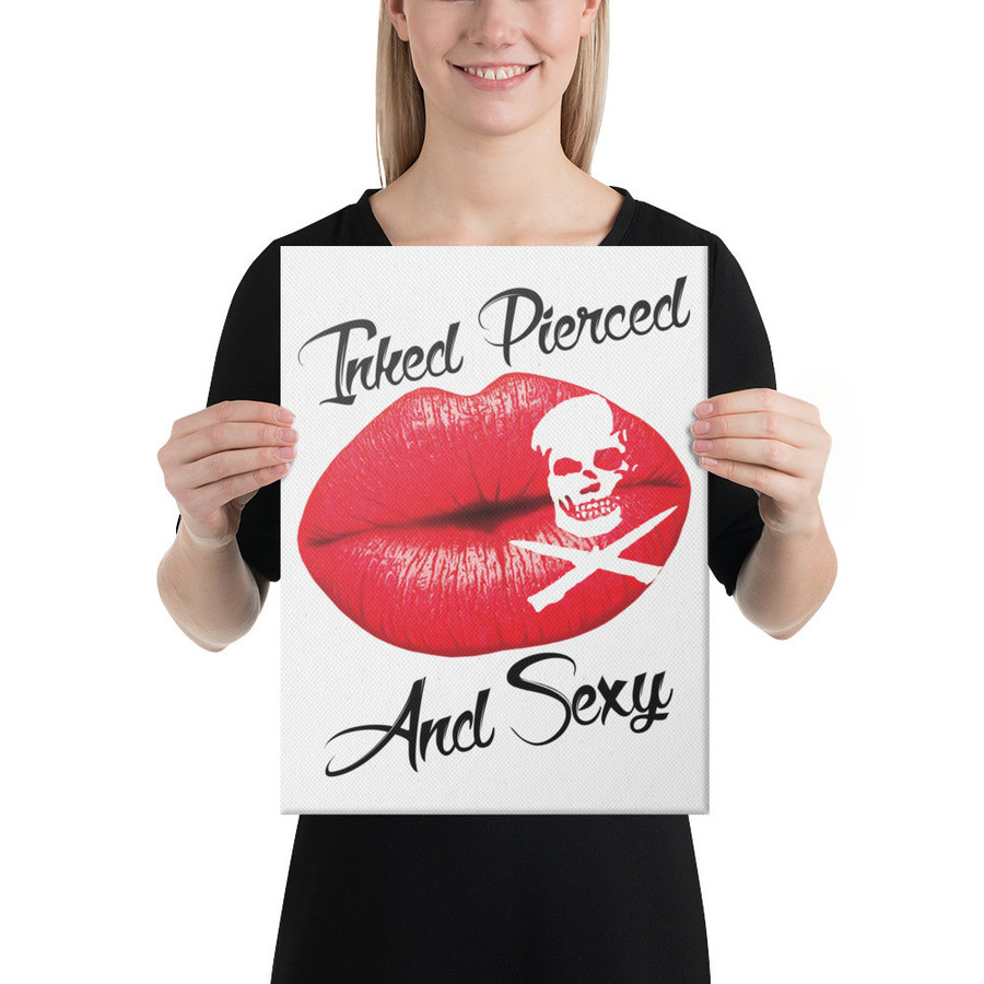 Inked Pierced And Sexy (Red Lips) - Canvas