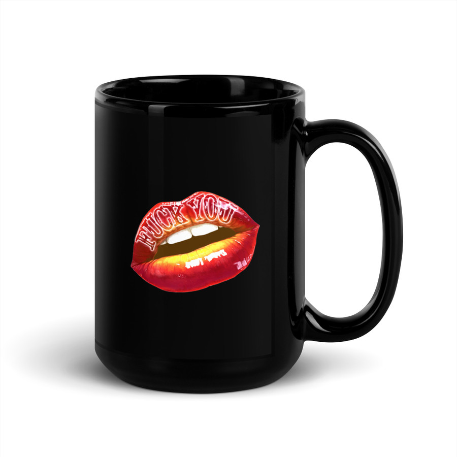 Fuck You (Red Lips) - Black Glossy Mug