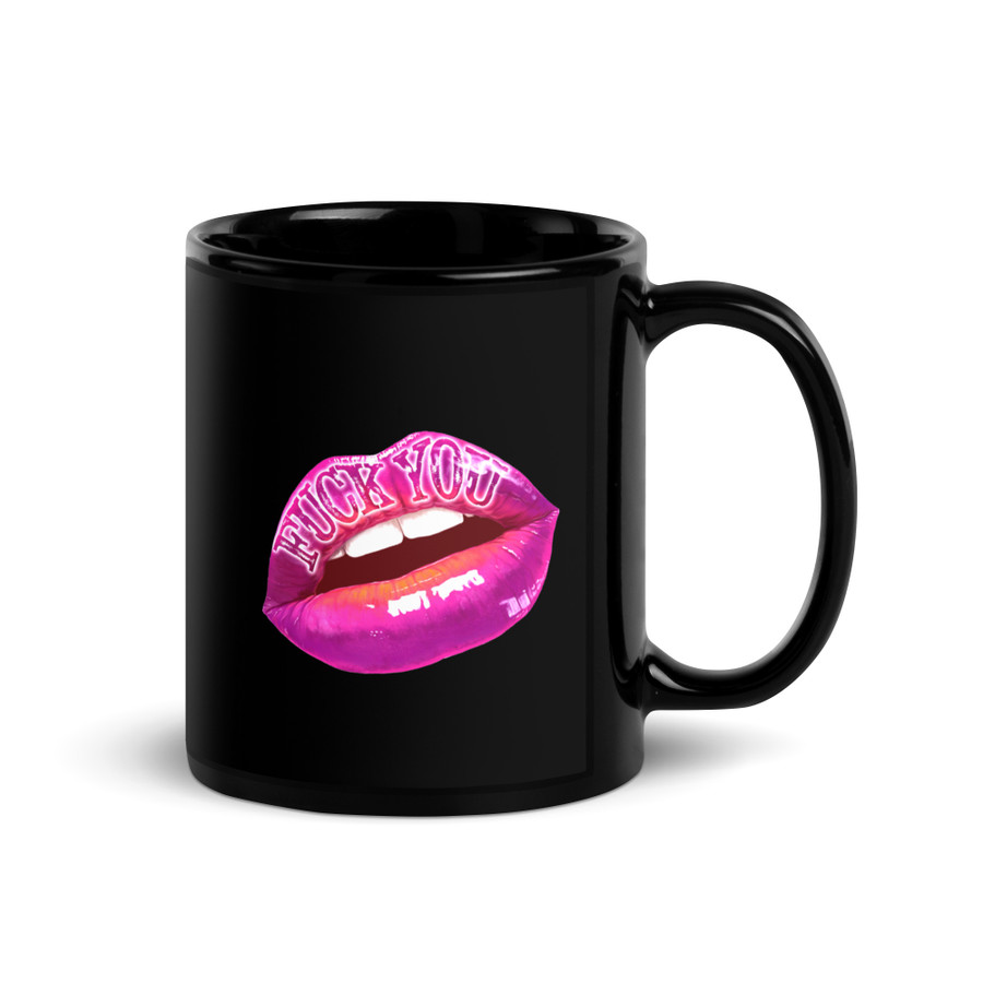 Fuck You (Pink Lips) - Black Glossy Mug