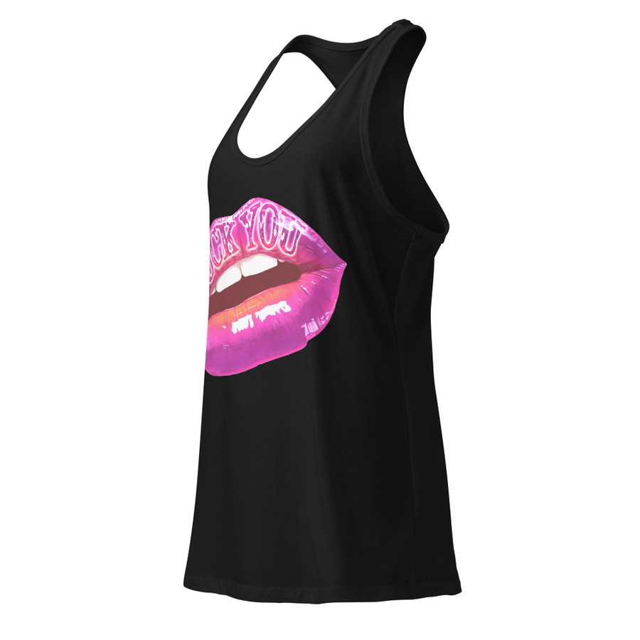 Women’s Fuck You (Pink Lips) - Black Tank Top
