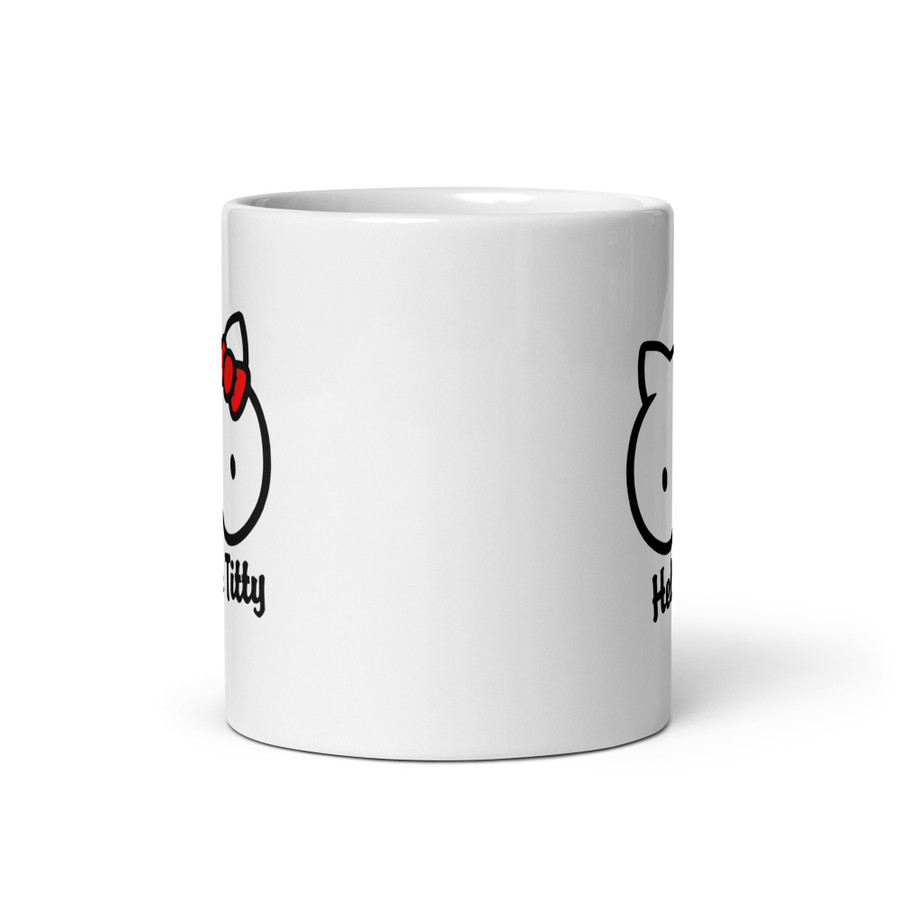 Hello Titty - White Glossy Mug (Black Print)