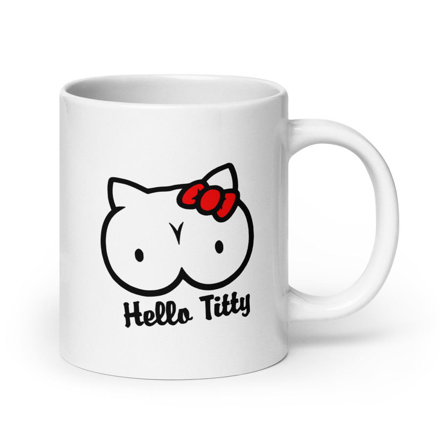 Hello Titty - White Glossy Mug (Black Print)