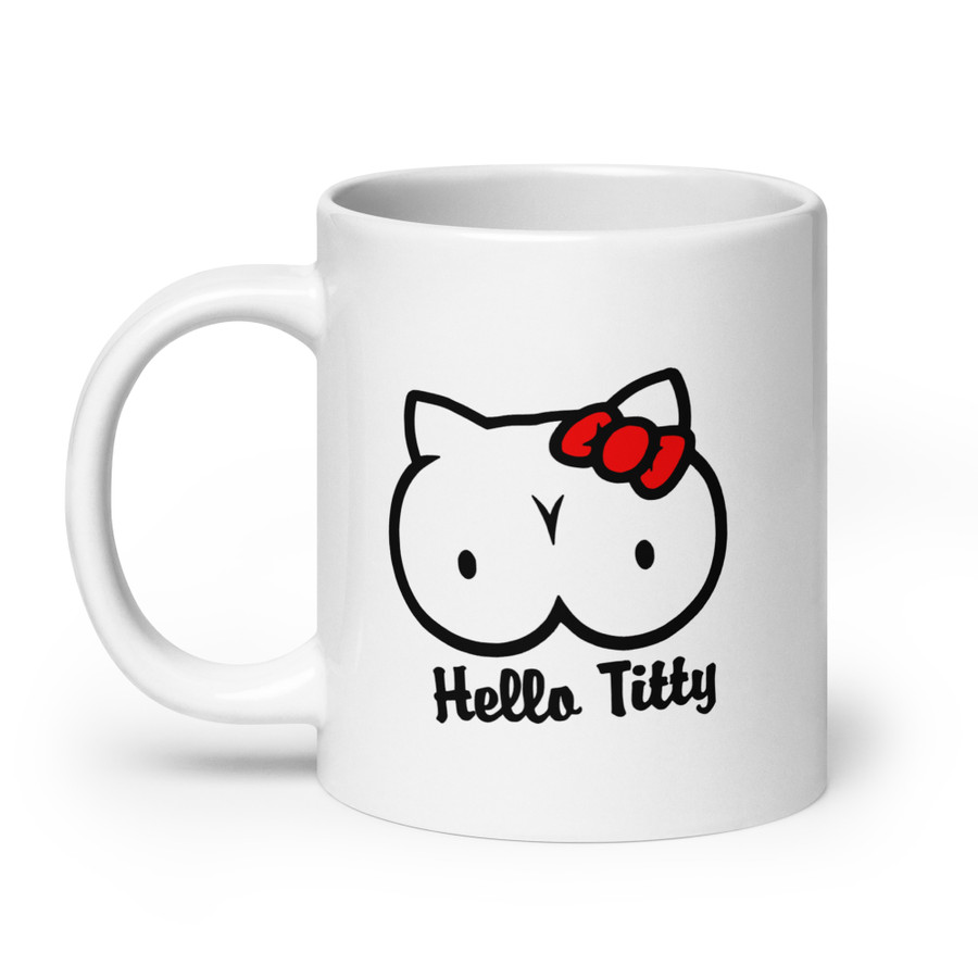 Hello Titty - White Glossy Mug (Black Print)