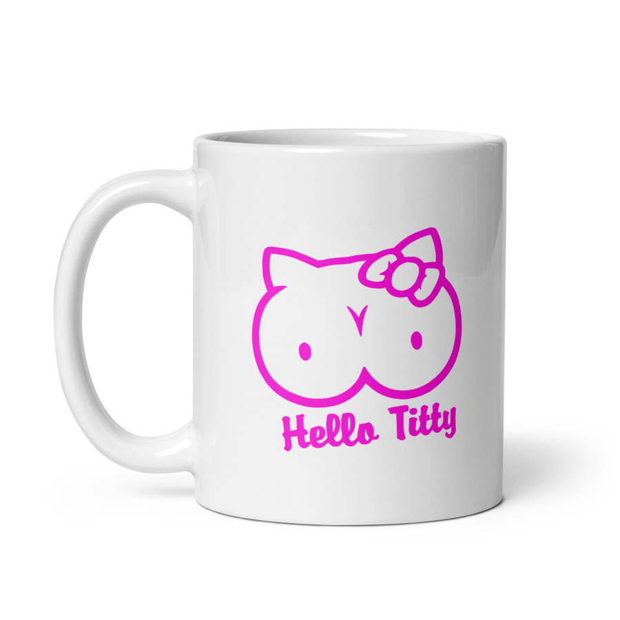 Hello Titty - White Glossy Mug (Pink Print)