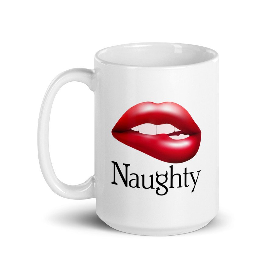 Naughty Lips (Red Lips) - White Glossy Mug
