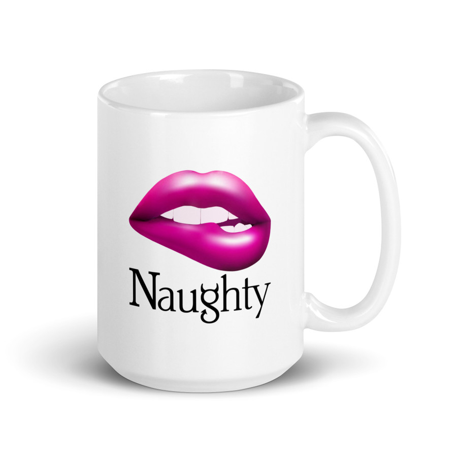 Naughty Lips (Pink Lips) - White Glossy Mug