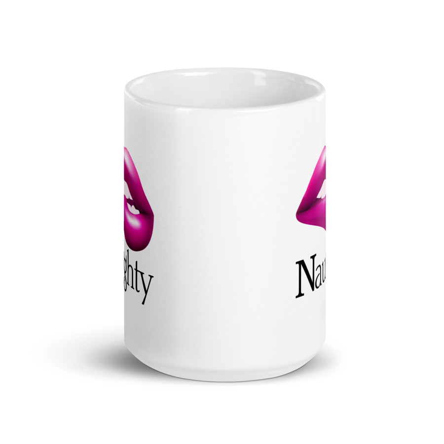 Naughty Lips (Pink Lips) - White Glossy Mug