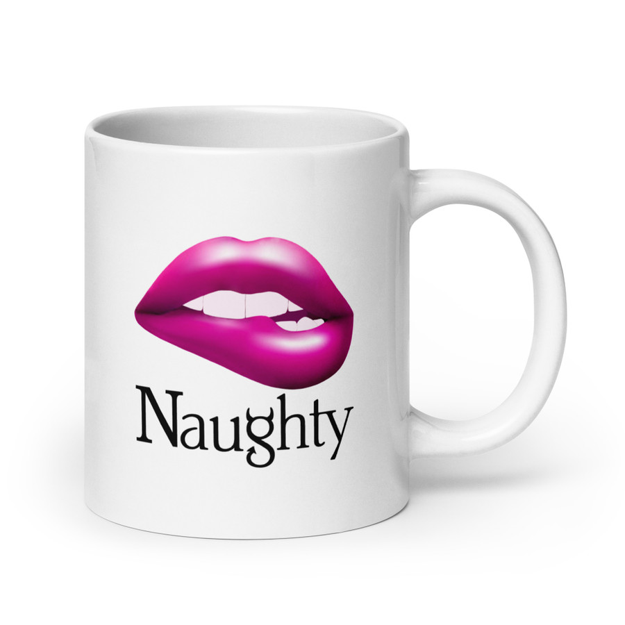 Naughty Lips (Pink Lips) - White Glossy Mug