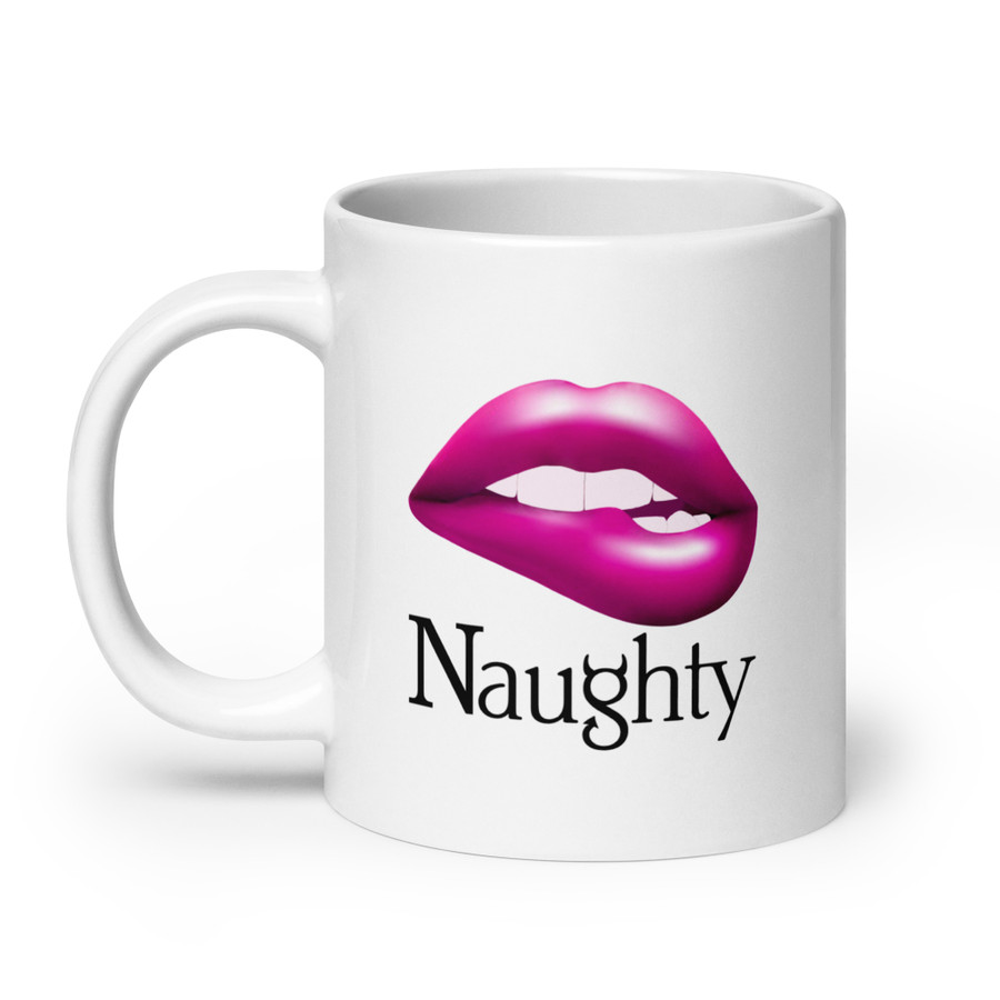 Naughty Lips (Pink Lips) - White Glossy Mug