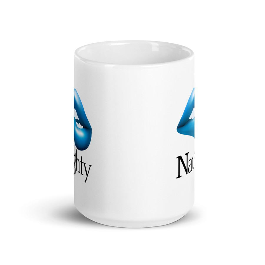 Naughty Lips (Blue Lips) - White Glossy Mug
