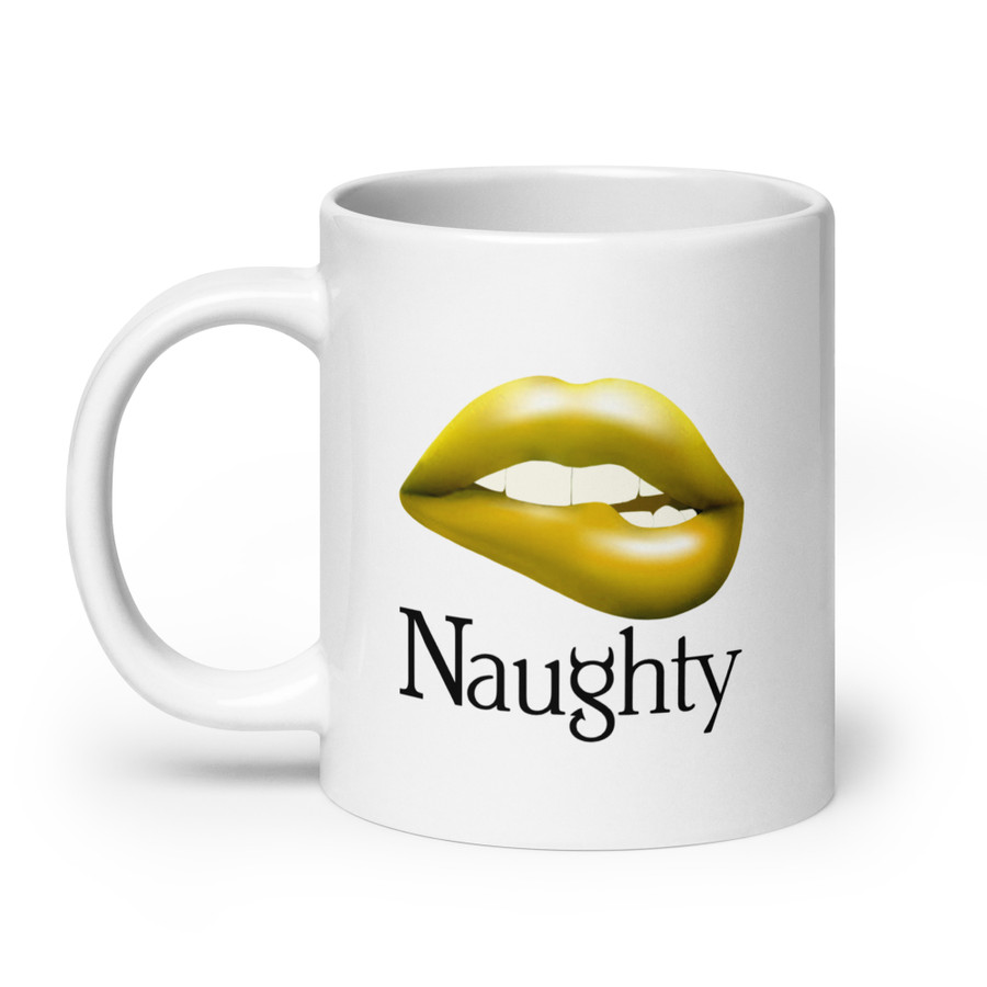 Naughty Lips (Gold Lips) - White Glossy Mug