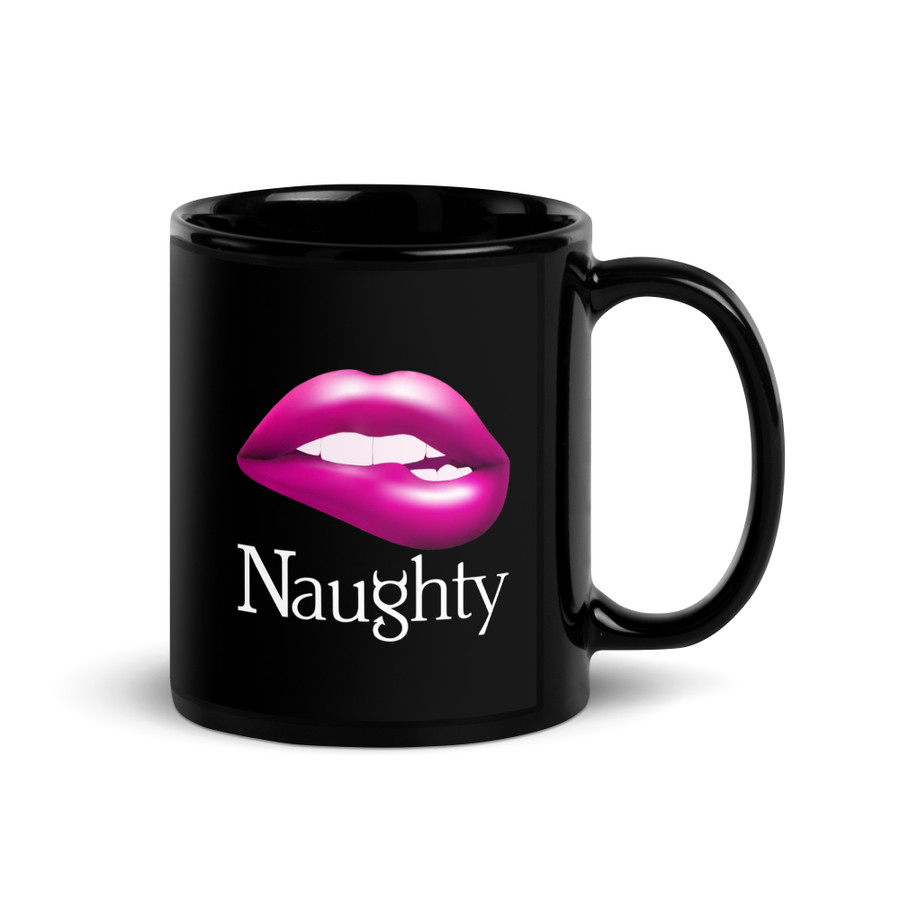 Naughty Lips (Pink Lips) - Black Glossy Mug