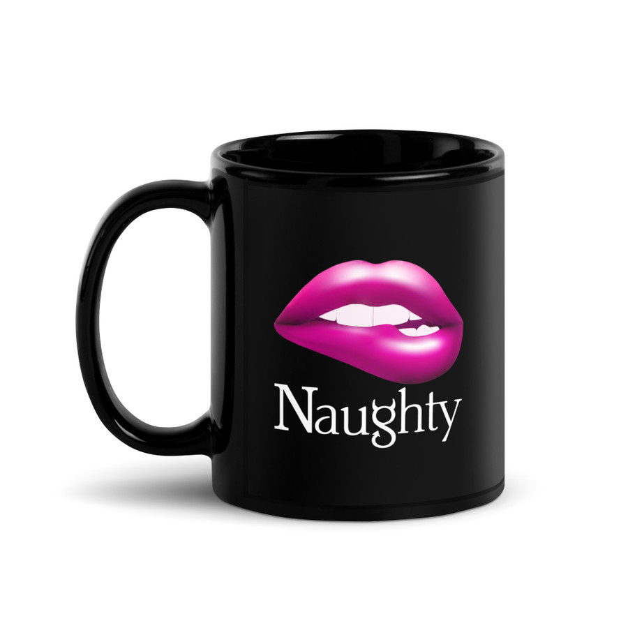 Naughty Lips (Pink Lips) - Black Glossy Mug