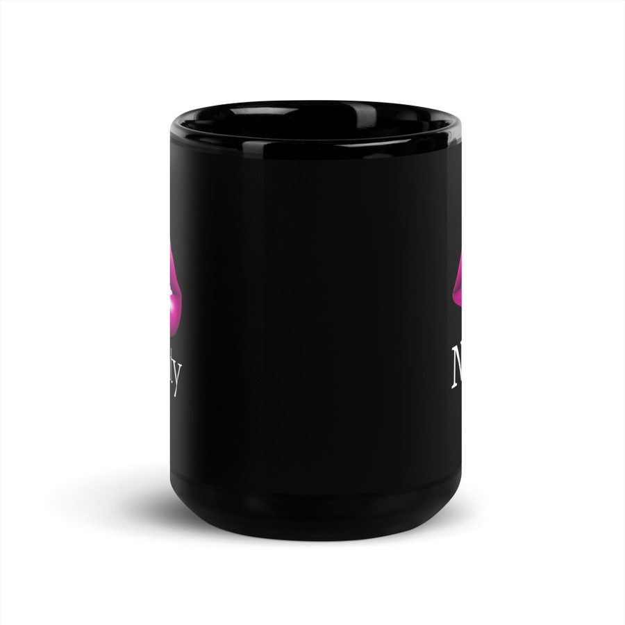 Naughty Lips (Pink Lips) - Black Glossy Mug