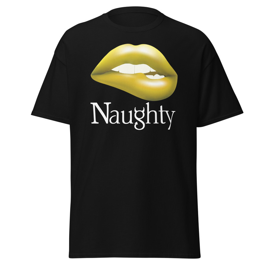 Unisex Naughty Lips (Gold Lips) - Black Shirt