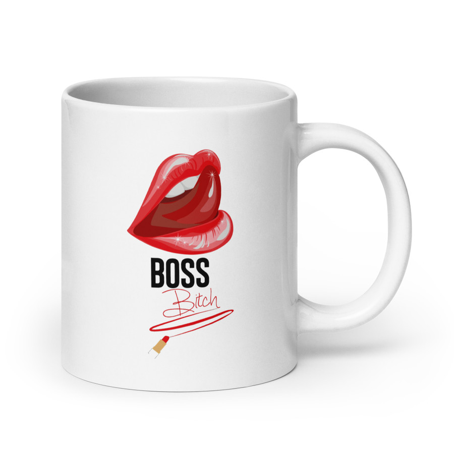 Boss Bitch (Red Lips) - White Glossy Mug