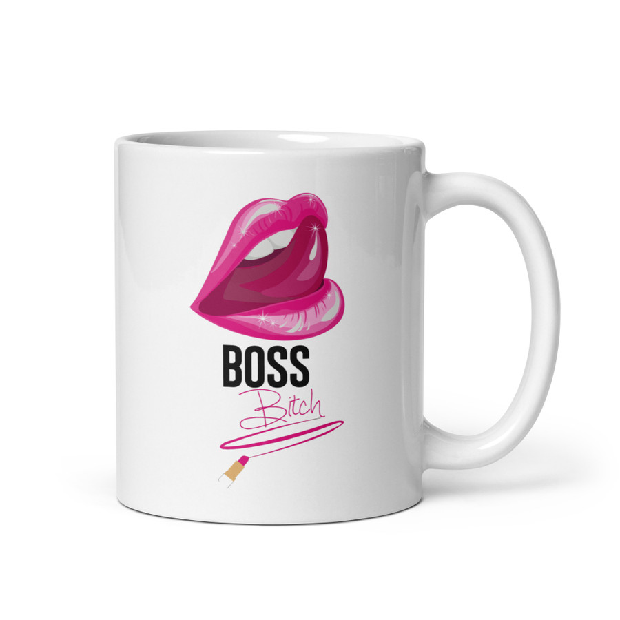 Boss Bitch (Pink Lips) - White Glossy Mug
