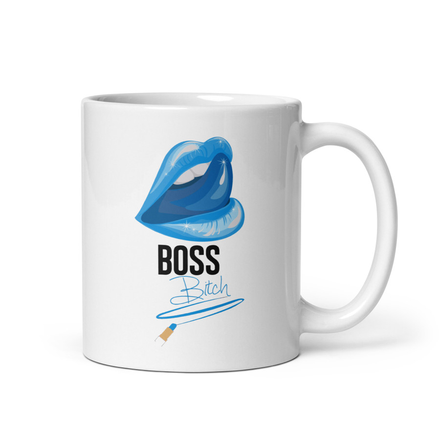 Boss Bitch (Blue Lips) - White Glossy Mug