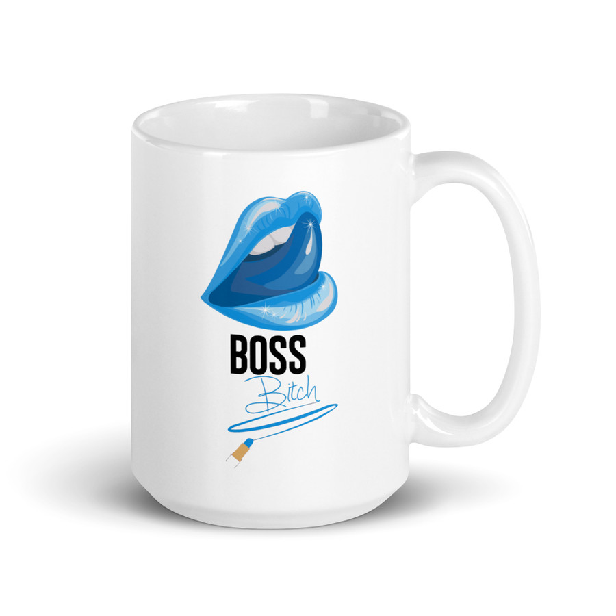Boss Bitch (Blue Lips) - White Glossy Mug