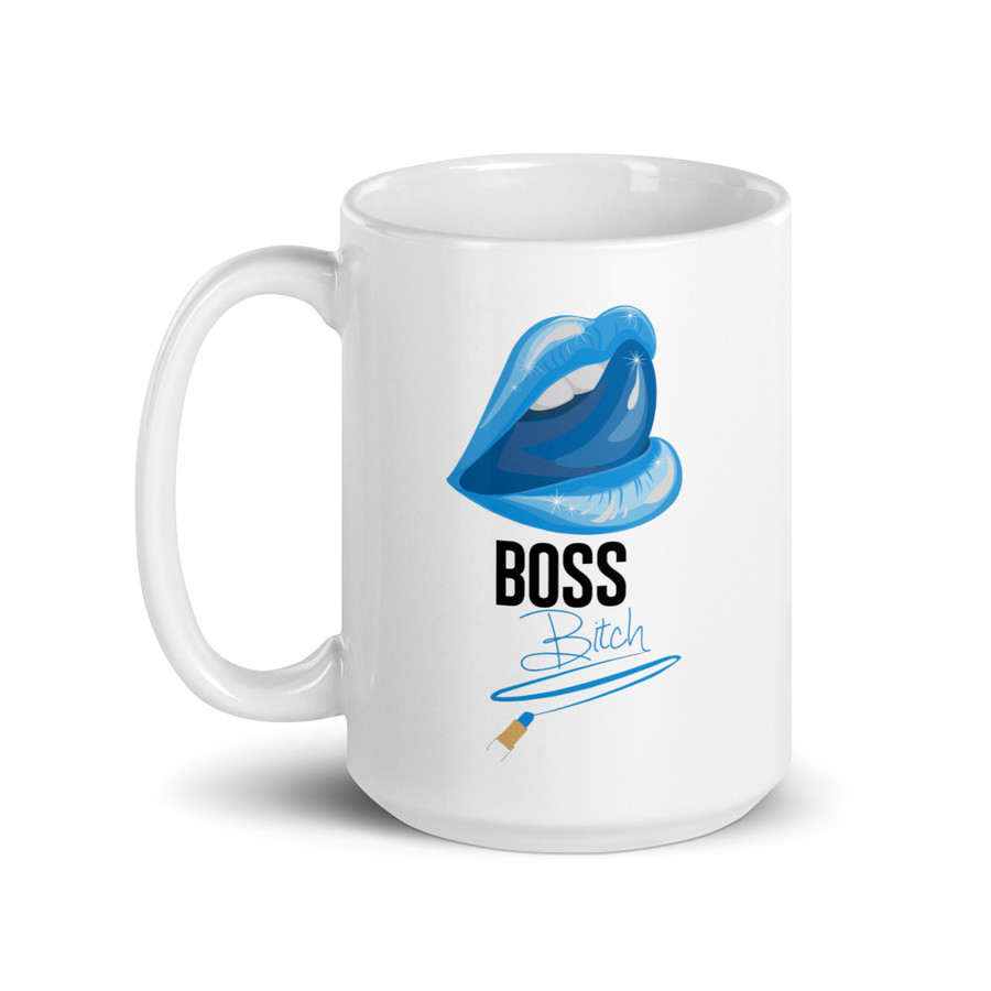 Boss Bitch (Blue Lips) - White Glossy Mug