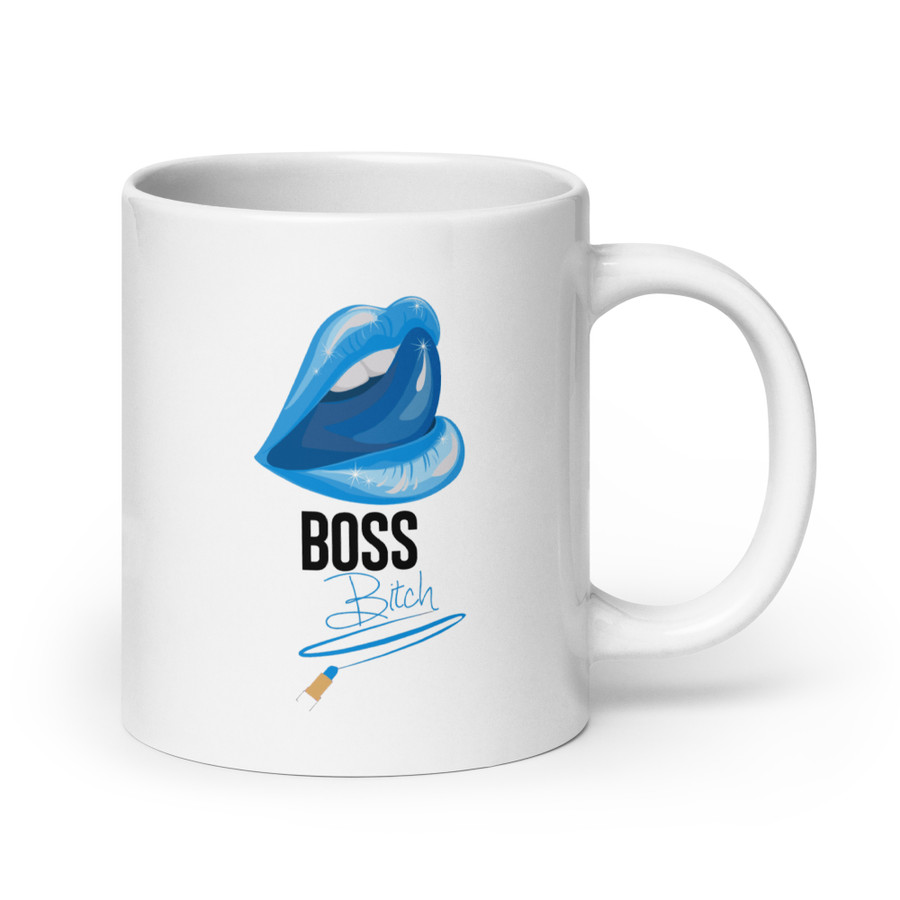 Boss Bitch (Blue Lips) - White Glossy Mug