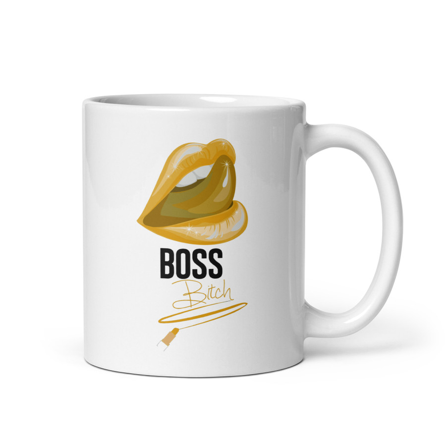 Boss Bitch (Gold Lips) - White Glossy Mug