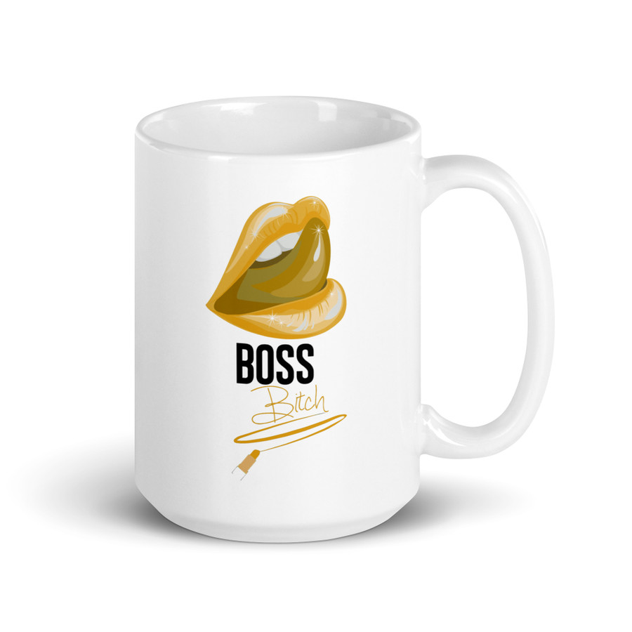 Boss Bitch (Gold Lips) - White Glossy Mug