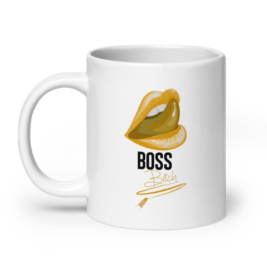 Boss Bitch (Gold Lips) - White Glossy Mug
