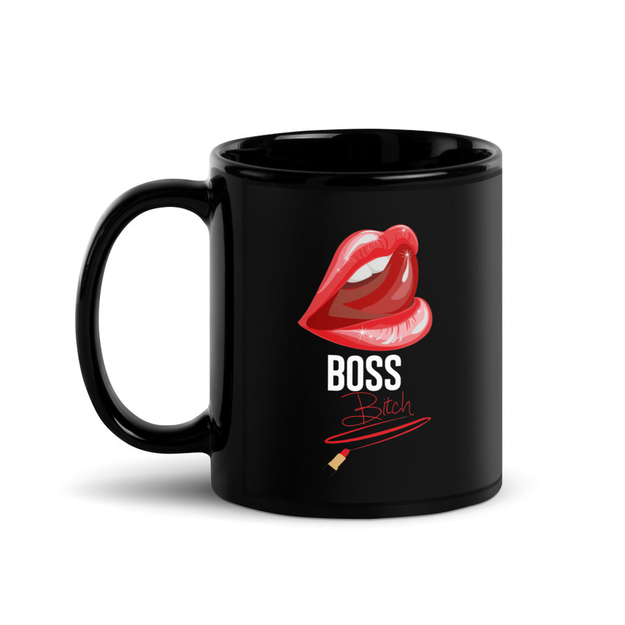 Boss Bitch (Red Lips) - Black Glossy Mug