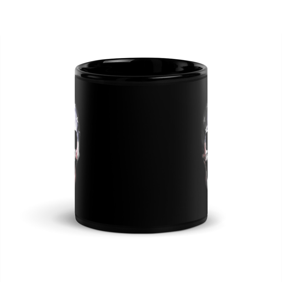 USA Skull Flag - Black Glossy Mug