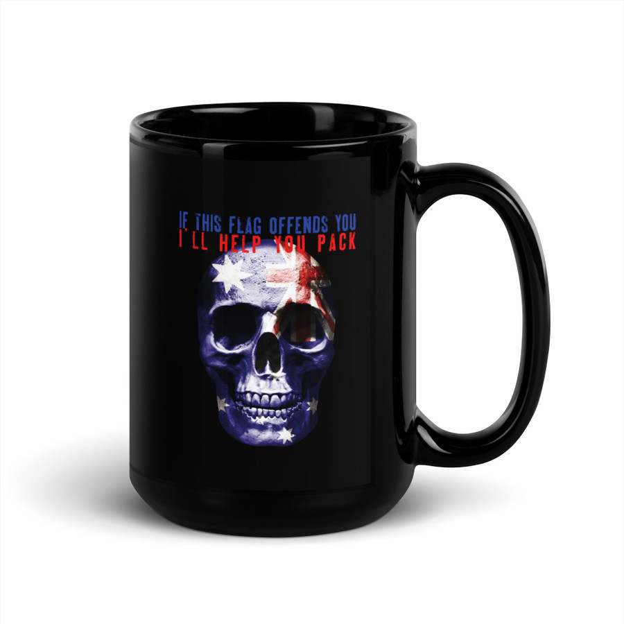 If This Flag Offends You I'll Help You Pack (Australia) - Black Glossy Mug