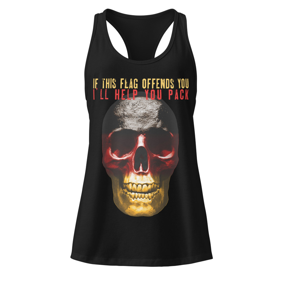 Women’s If This Flag Offends You I'll Help You Pack (Germany) - Black Tank Top