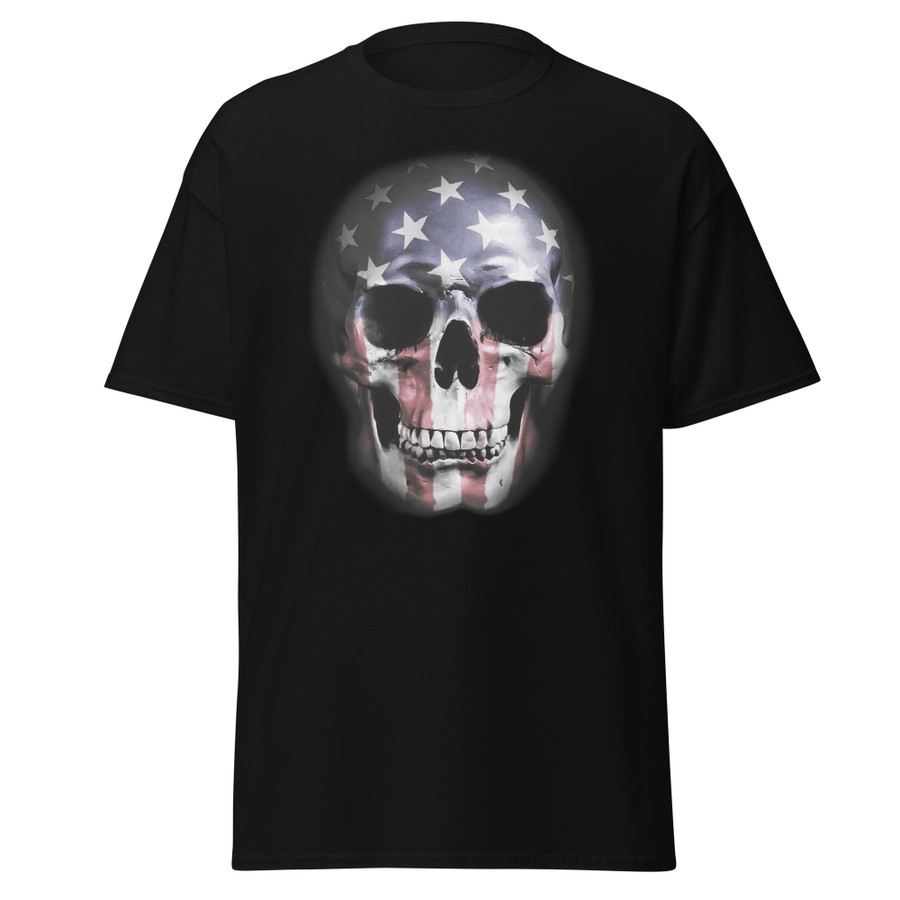 Unisex USA Skull Flag - Black Shirt