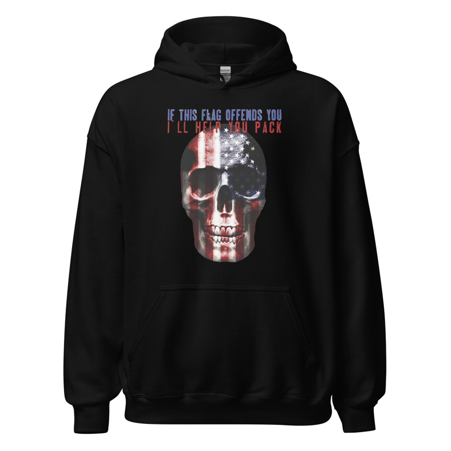 Unisex If This Flag Offends You I'll Help You Pack (United States) - Black Hoodie