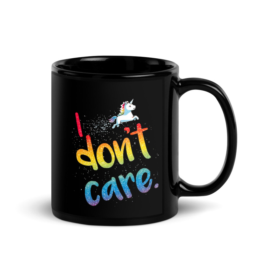 I Don'T Care (Unicorn) - Black Glossy Mug