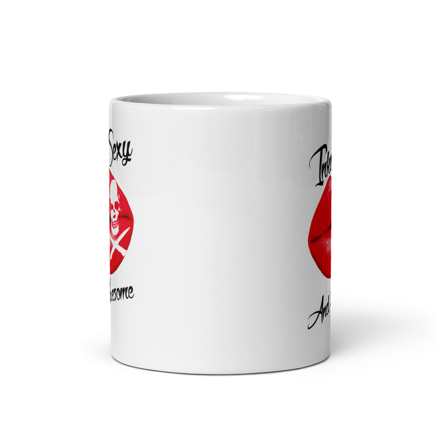Inked Sexy And Awesome (Red Lips) - White Glossy Mug